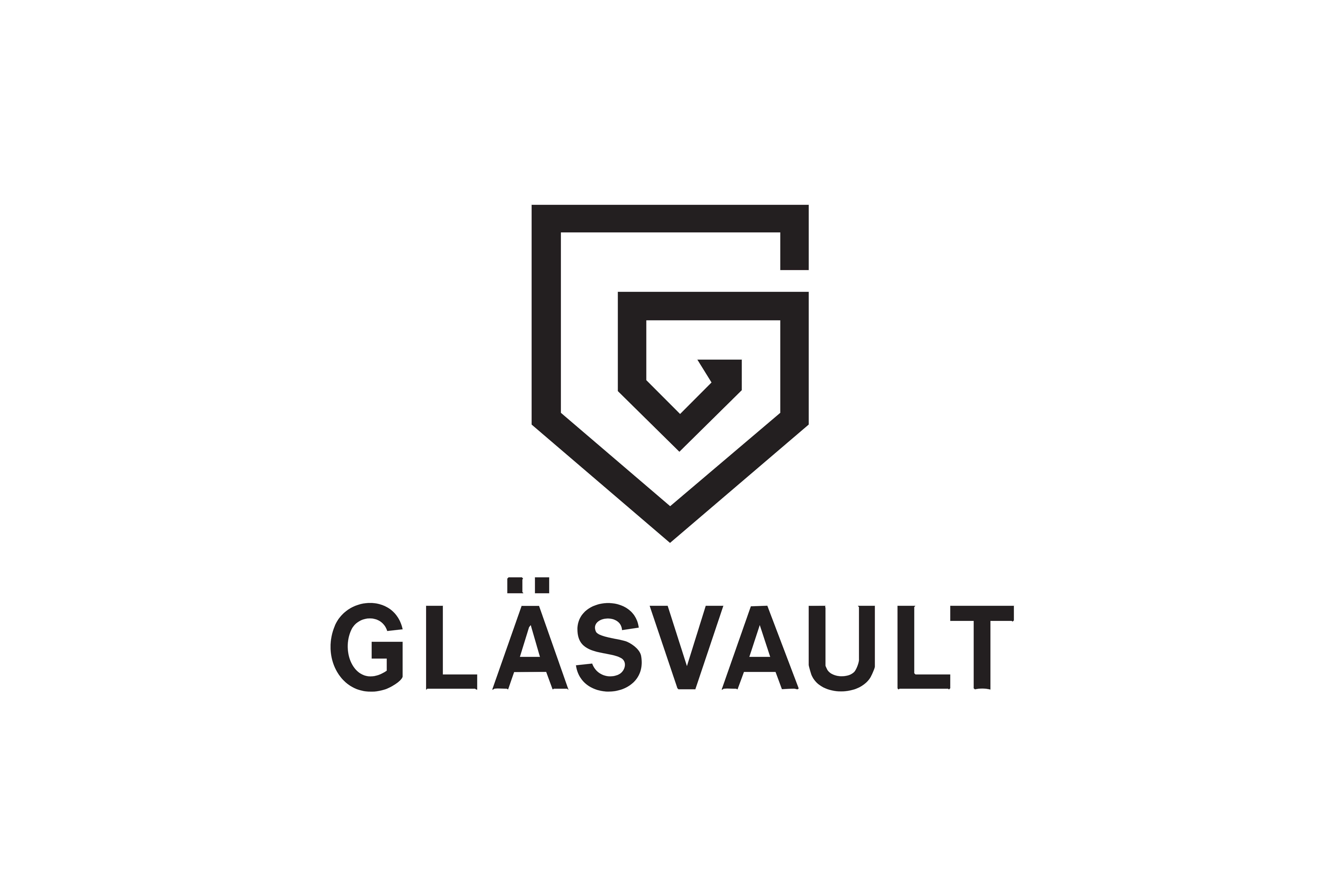 Black Glasvault Logo in White Background